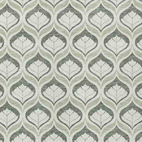 Lime Green And Beige Geometric Washable Indoor Outdoor Area Rug Photo 2