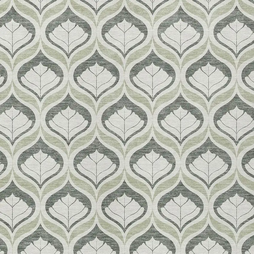 Lime Green And Beige Geometric Washable Indoor Outdoor Area Rug Photo 2