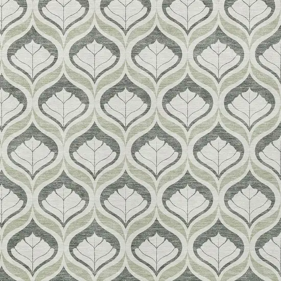 Lime Green And Beige Geometric Washable Indoor Outdoor Area Rug Photo 2