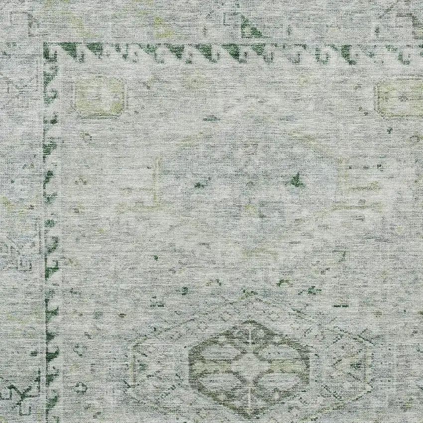 Lime Green And Beige Medallion Washable Indoor Outdoor Area Rug Photo 2