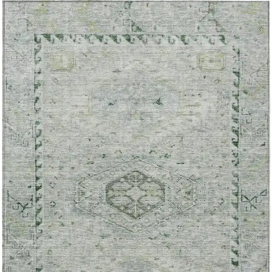 Lime Green And Beige Medallion Washable Indoor Outdoor Area Rug Photo 3