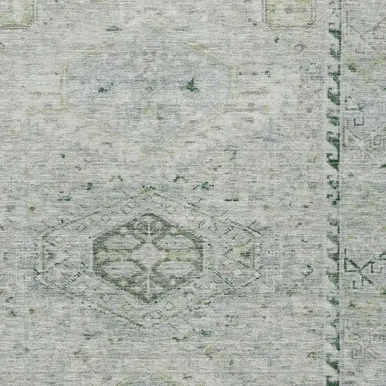 Lime Green And Beige Medallion Washable Indoor Outdoor Area Rug Photo 2