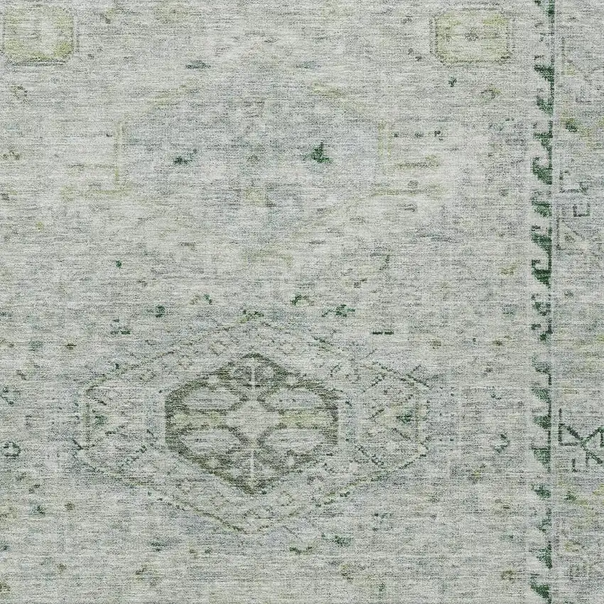 Lime Green And Beige Medallion Washable Indoor Outdoor Area Rug Photo 2