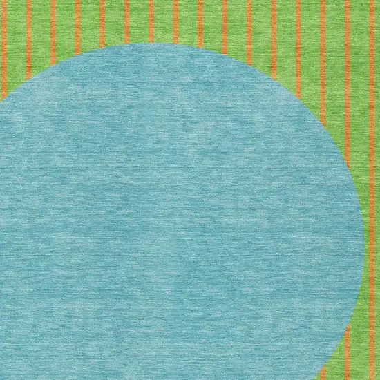 Lime Green And Blue Striped Washable Indoor Outdoor Area Rug Photo 5