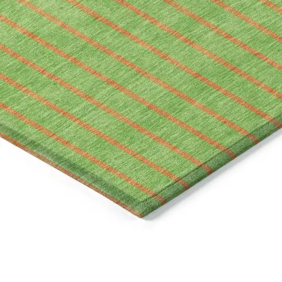 Lime Green And Blue Striped Washable Indoor Outdoor Area Rug Photo 4