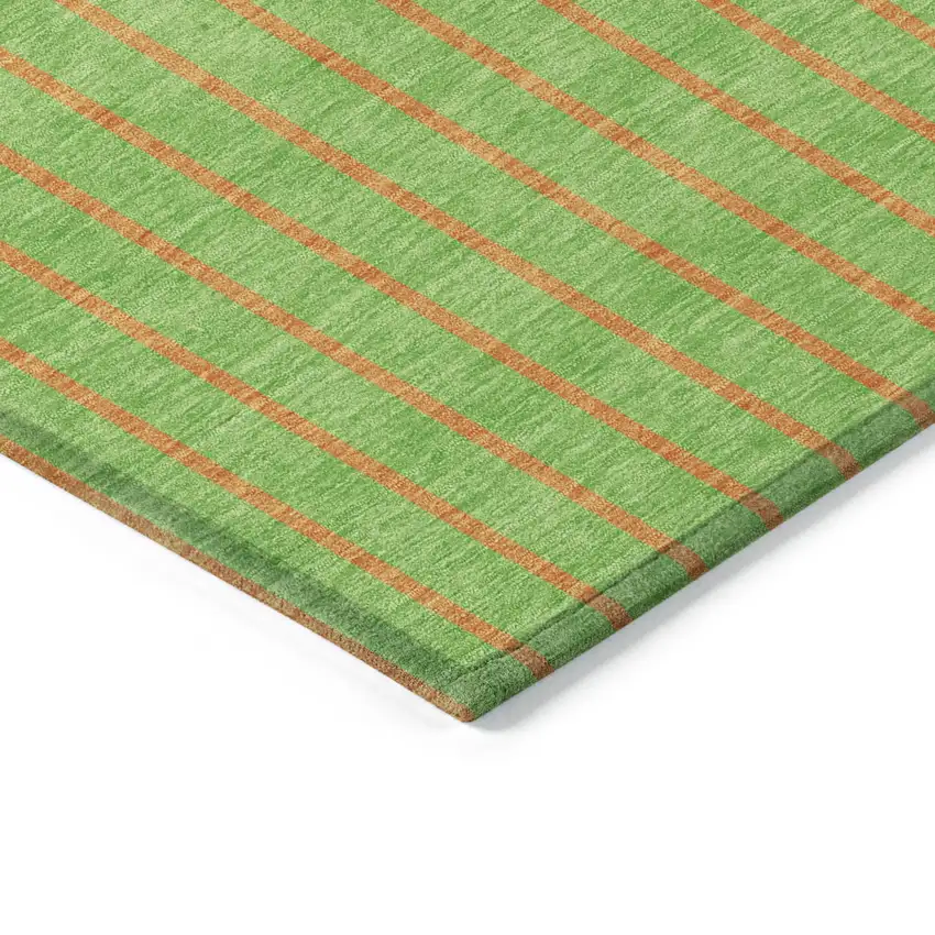 Lime Green And Blue Striped Washable Indoor Outdoor Area Rug Photo 4