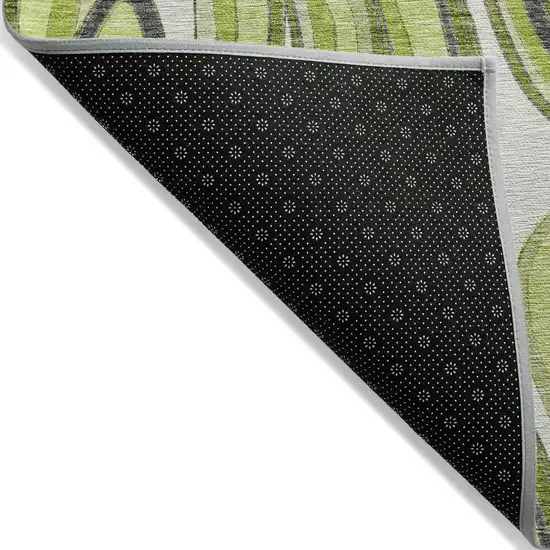 Lime Green And Charcoal Abstract Washable Indoor Outdoor Area Rug Photo 3