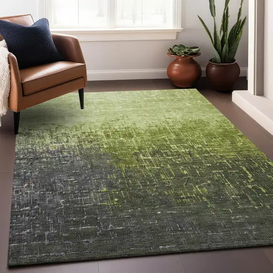 Lime Green And Dark Gray Ombre Washable Indoor Outdoor Area Rug Photo 7