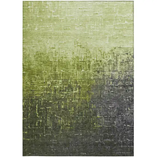 Lime Green And Dark Gray Ombre Washable Indoor Outdoor Area Rug Photo 5