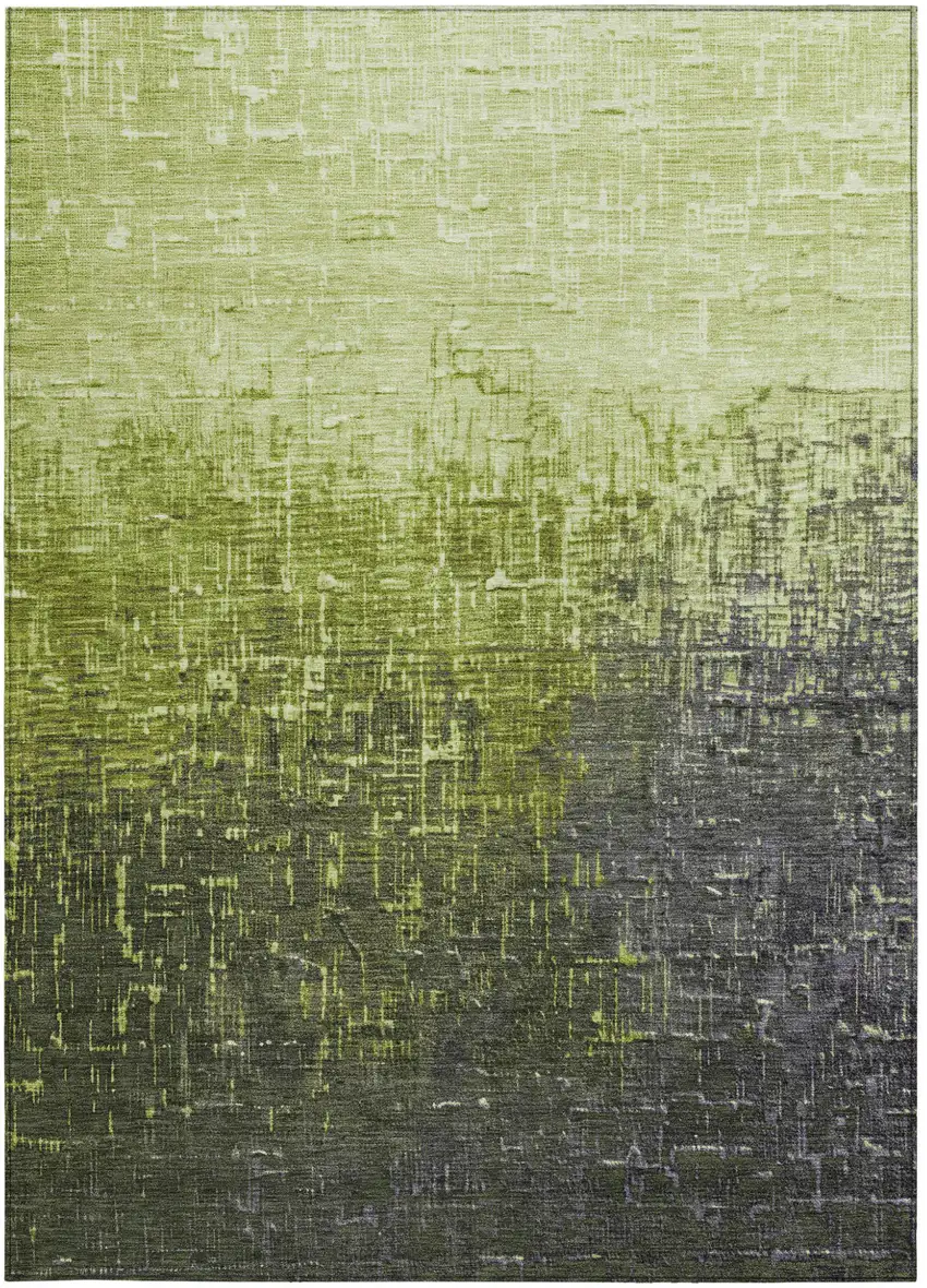 Lime Green And Dark Gray Ombre Washable Indoor Outdoor Area Rug Photo 5