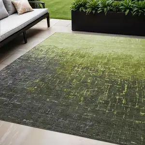 Photo of Lime Green And Dark Gray Ombre Washable Indoor Outdoor Area Rug