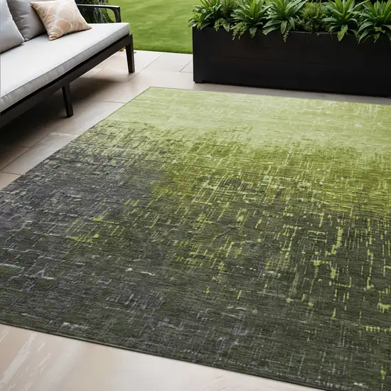 Lime Green And Dark Gray Ombre Washable Indoor Outdoor Area Rug Photo 1