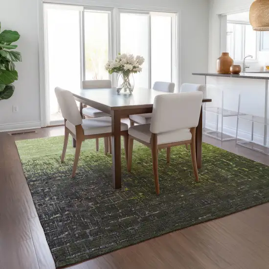 Lime Green And Dark Gray Ombre Washable Indoor Outdoor Area Rug Photo 9