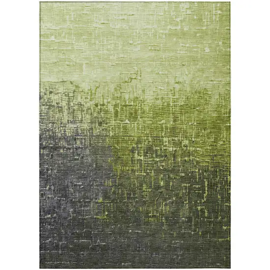 Lime Green And Dark Gray Ombre Washable Indoor Outdoor Area Rug Photo 2