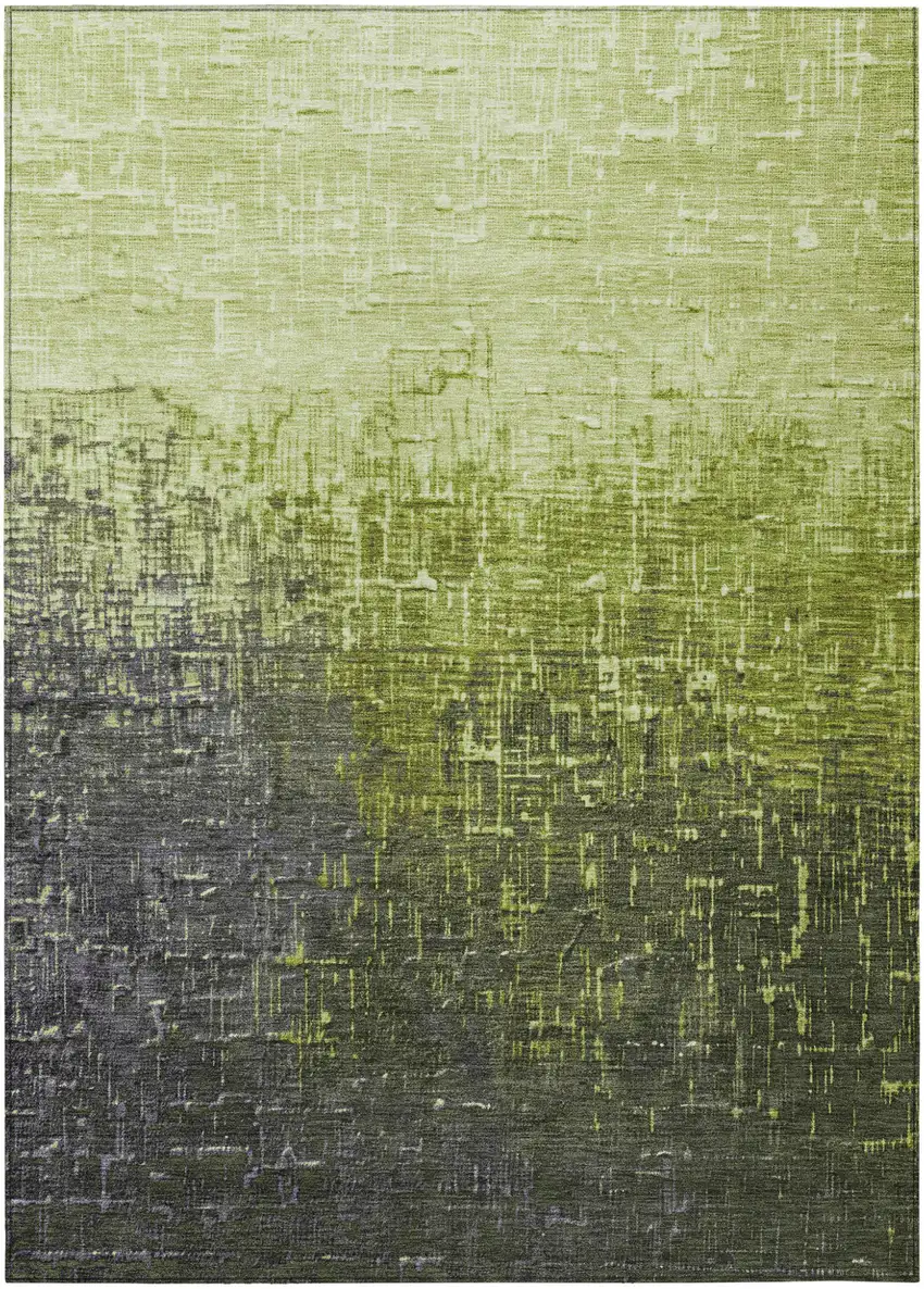 Lime Green And Dark Gray Ombre Washable Indoor Outdoor Area Rug Photo 2
