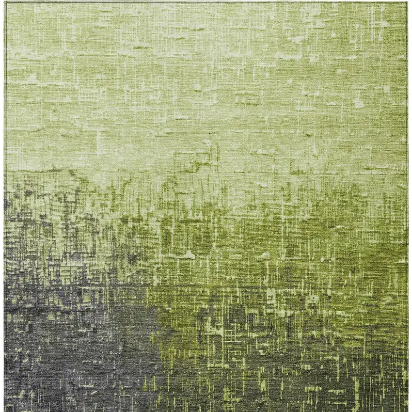 Lime Green And Dark Gray Ombre Washable Indoor Outdoor Area Rug Photo 6