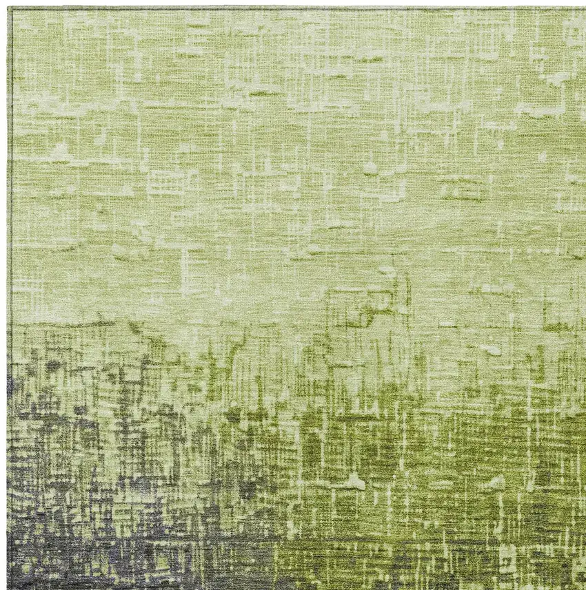 Lime Green And Dark Gray Ombre Washable Indoor Outdoor Area Rug Photo 5