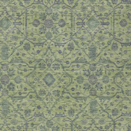 Lime Green And Gray Floral Washable Indoor Outdoor Area Rug Photo 5