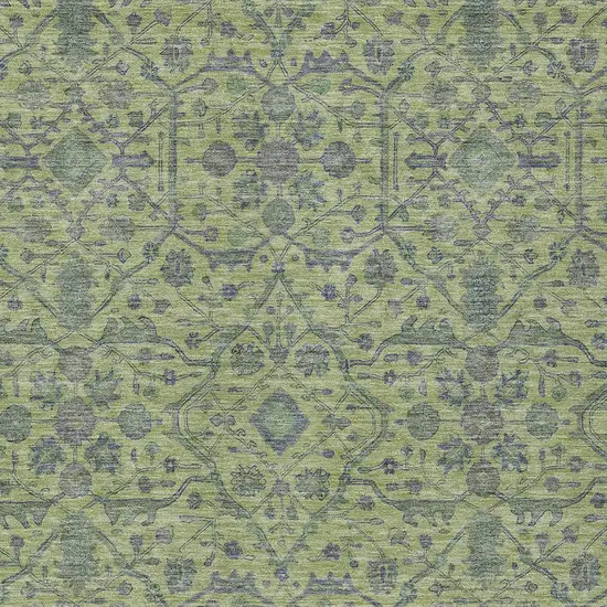 Lime Green And Gray Floral Washable Indoor Outdoor Area Rug Photo 5