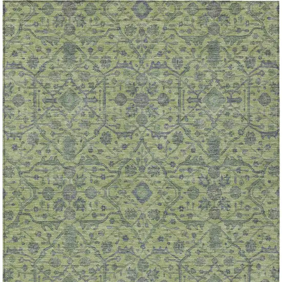 Lime Green And Gray Floral Washable Indoor Outdoor Area Rug Photo 6