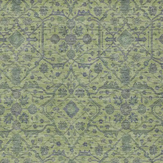 Lime Green And Gray Floral Washable Indoor Outdoor Area Rug Photo 5