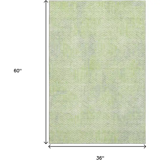 Lime Green And Gray Geometric Washable Area Rug With UV Protection Photo 3