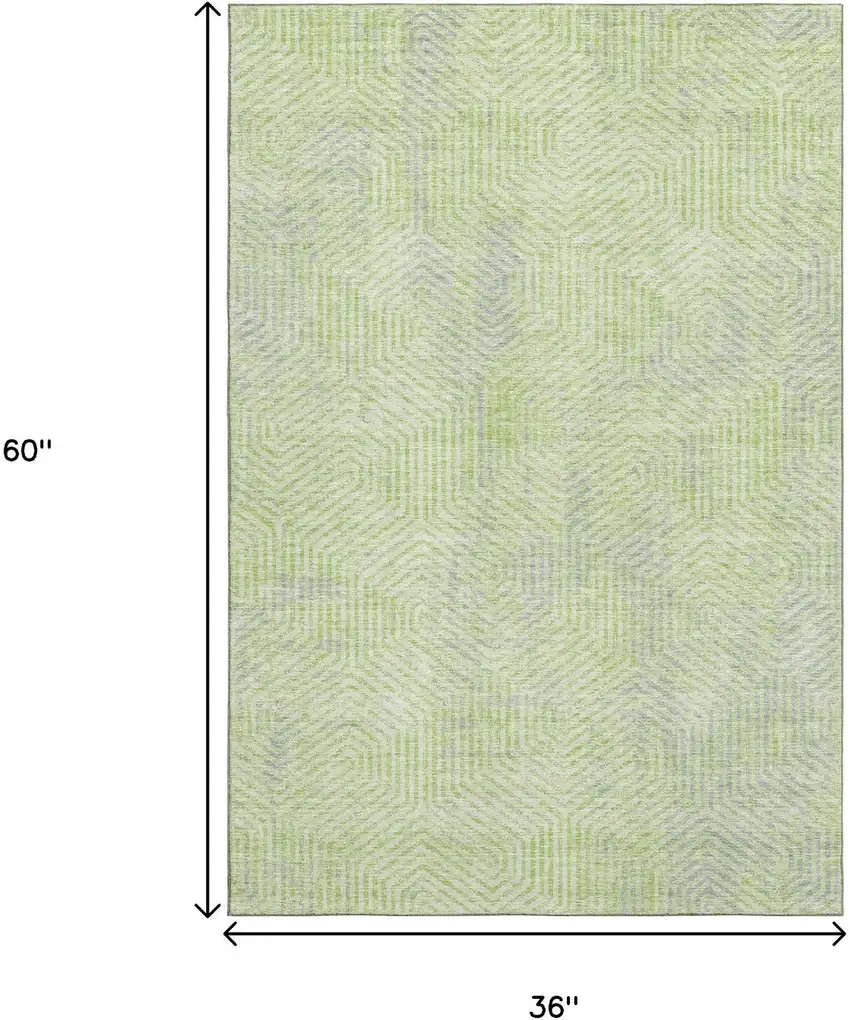 Lime Green And Gray Geometric Washable Area Rug With UV Protection Photo 3
