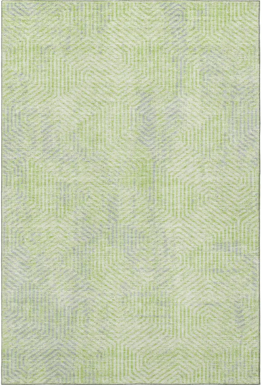 Lime Green And Gray Geometric Washable Area Rug With UV Protection Photo 3