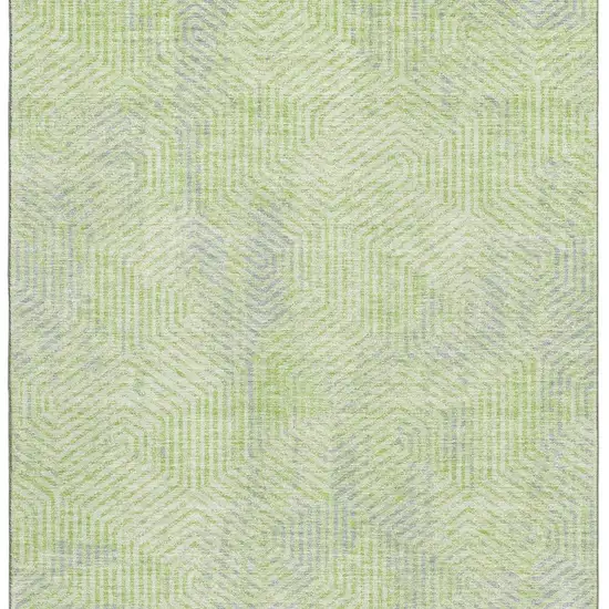Lime Green And Gray Geometric Washable Area Rug With UV Protection Photo 4