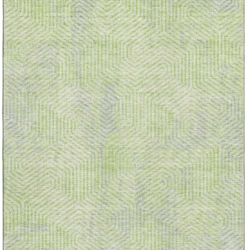 Lime Green And Gray Geometric Washable Area Rug With UV Protection Photo 4