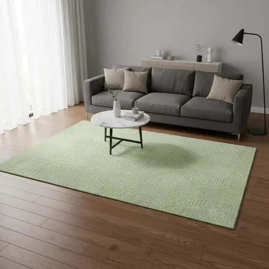 Lime Green And Gray Geometric Washable Area Rug With UV Protection Photo 2