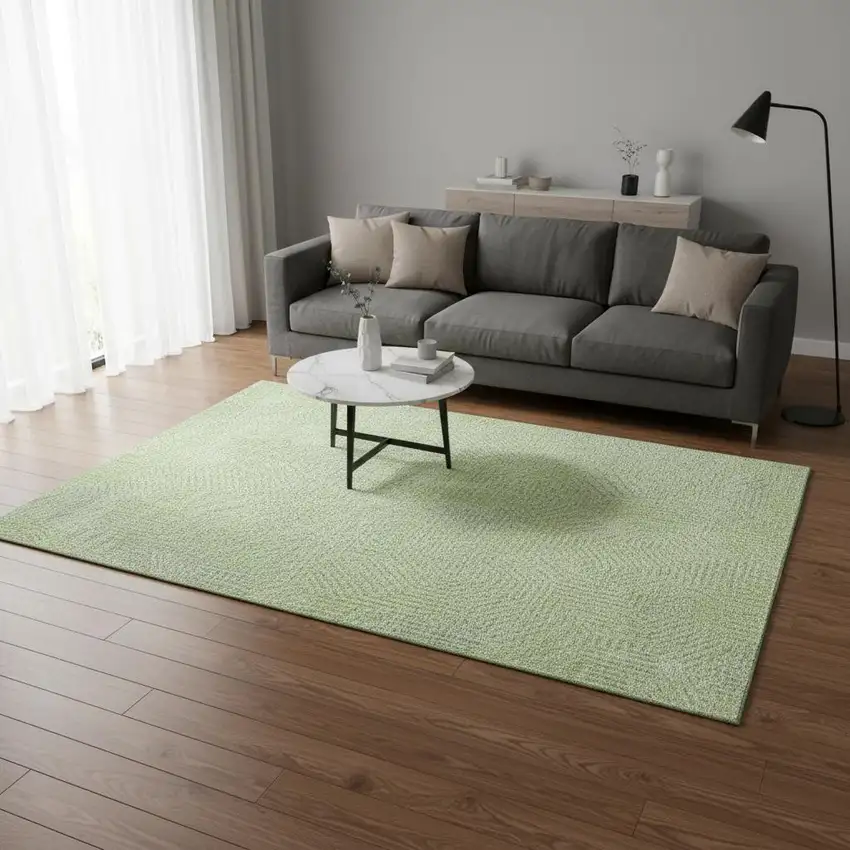 Lime Green And Gray Geometric Washable Area Rug With UV Protection Photo 2