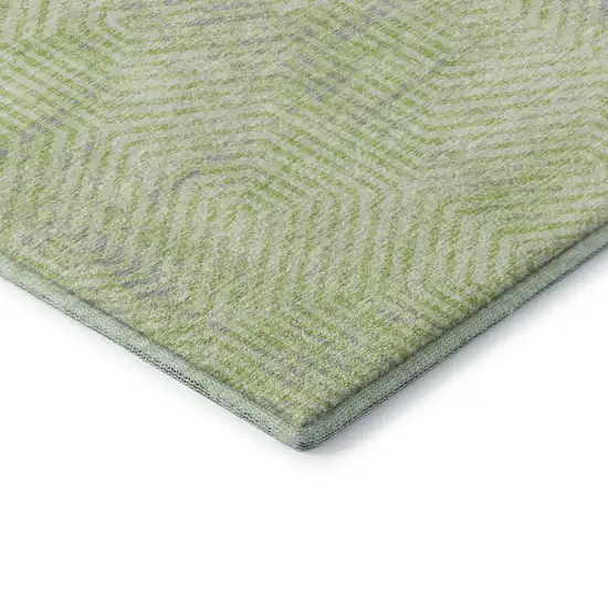 Lime Green And Gray Geometric Washable Area Rug With UV Protection Photo 8