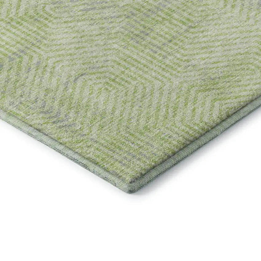 Lime Green And Gray Geometric Washable Area Rug With UV Protection Photo 8