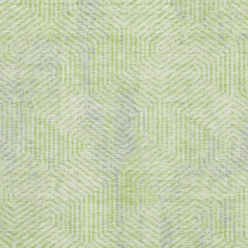 Lime Green And Gray Geometric Washable Area Rug With UV Protection Photo 3