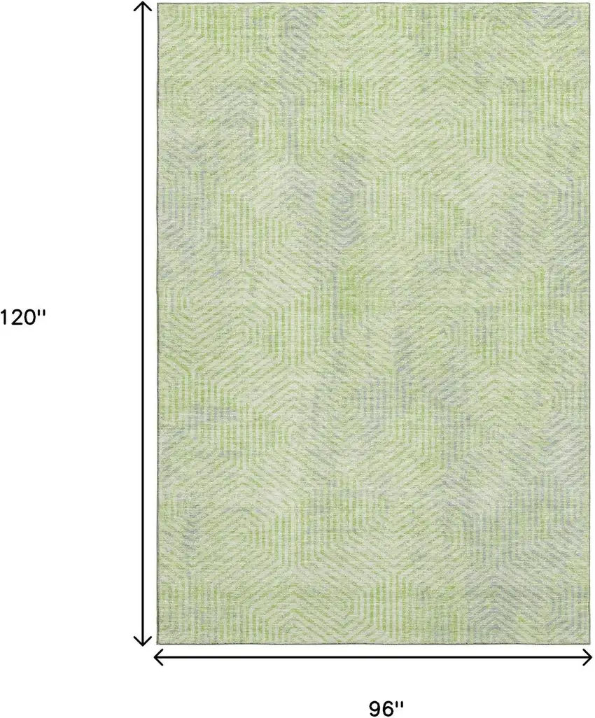 Lime Green And Gray Geometric Washable Area Rug With UV Protection Photo 3