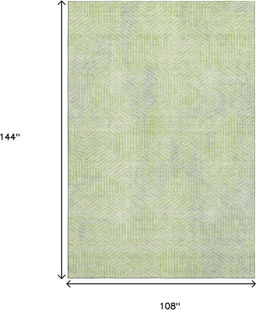 Lime Green And Gray Geometric Washable Area Rug With UV Protection Photo 3