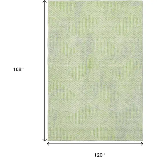 Lime Green And Gray Geometric Washable Area Rug With UV Protection Photo 3