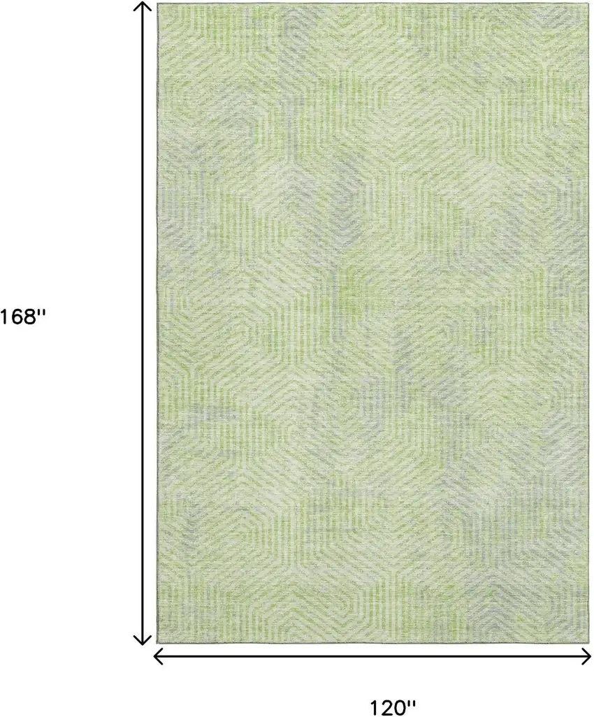 Lime Green And Gray Geometric Washable Area Rug With UV Protection Photo 3