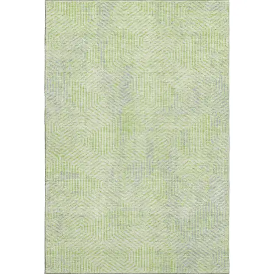 Lime Green And Gray Geometric Washable Area Rug With UV Protection Photo 1
