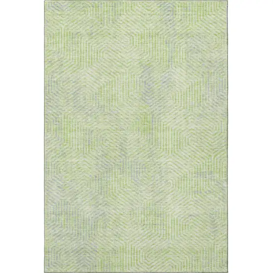 Lime Green And Gray Geometric Washable Area Rug With UV Protection Photo 3