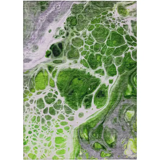 Lime Green And Gray Nautical Washable Indoor Outdoor Area Rug Photo 2