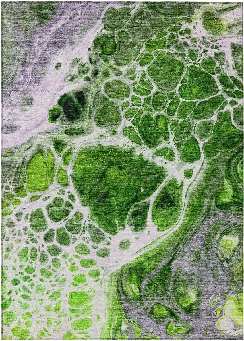 Lime Green And Gray Nautical Washable Indoor Outdoor Area Rug Photo 2