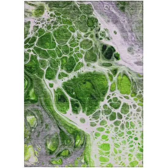 Lime Green And Gray Nautical Washable Indoor Outdoor Area Rug Photo 7
