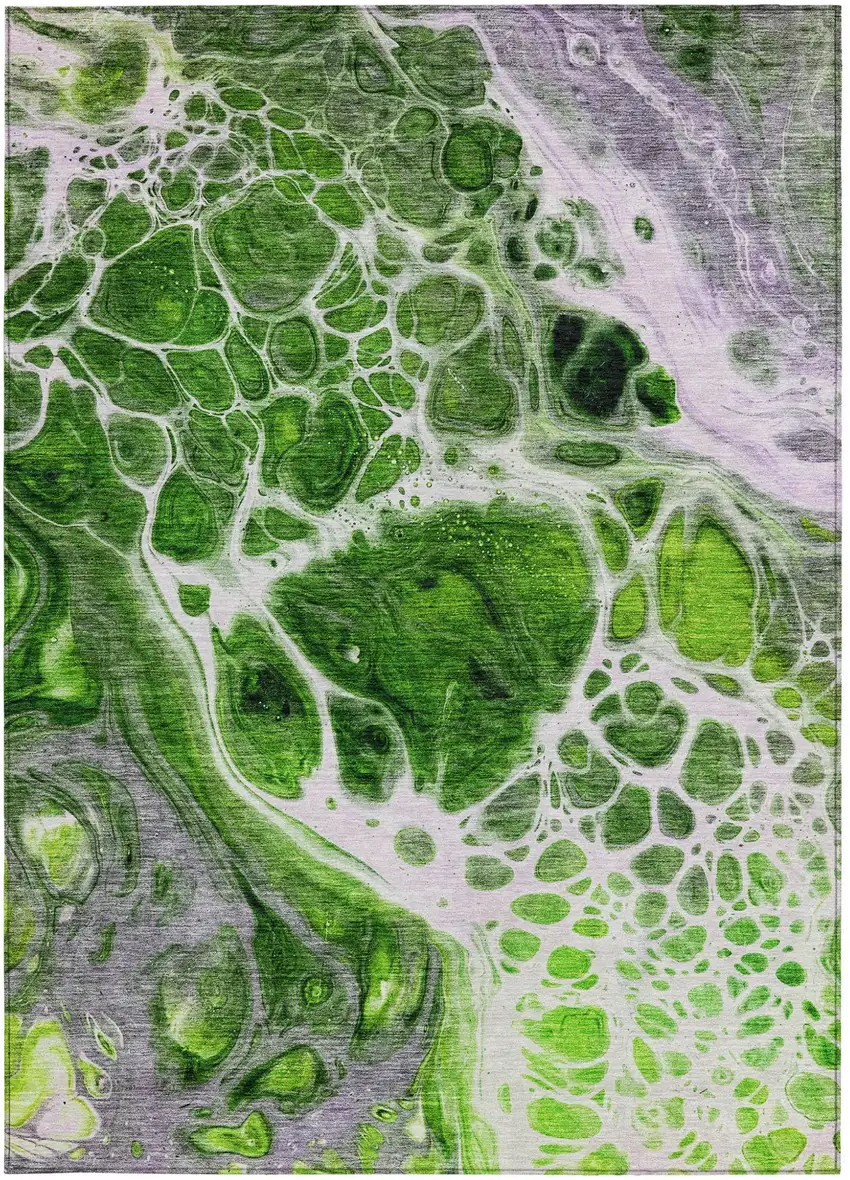 Lime Green And Gray Nautical Washable Indoor Outdoor Area Rug Photo 7