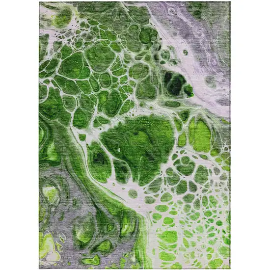 Lime Green And Gray Nautical Washable Indoor Outdoor Area Rug Photo 7