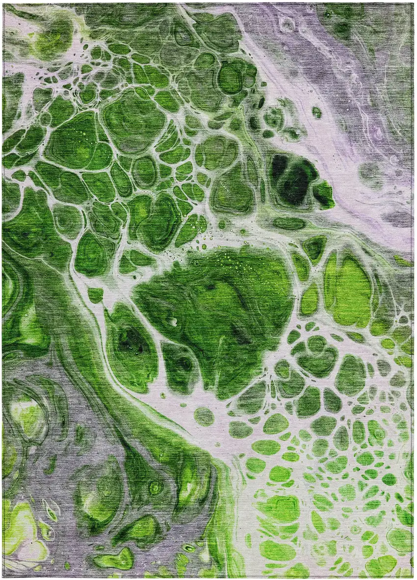 Lime Green And Gray Nautical Washable Indoor Outdoor Area Rug Photo 7