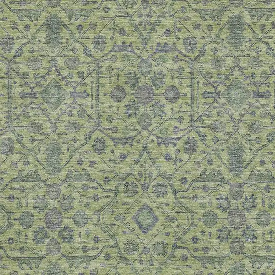 Lime Green And Gray Oriental Washable Area Rug With UV Protection Photo 2