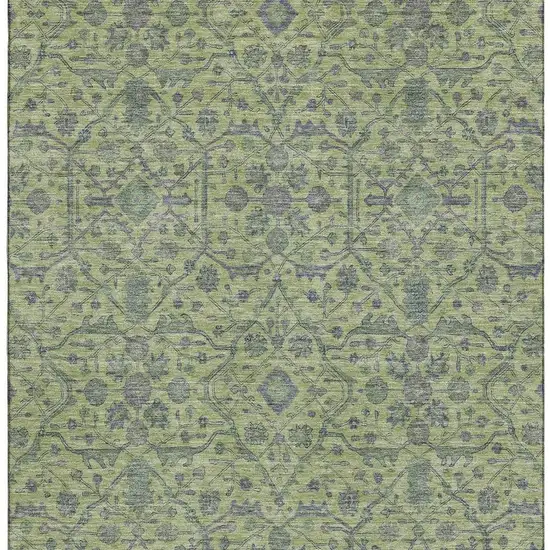 Lime Green And Gray Oriental Washable Area Rug With UV Protection Photo 3