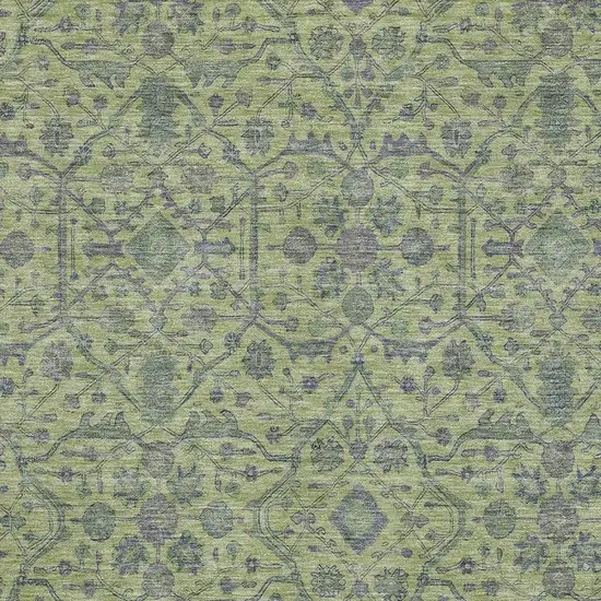 Lime Green And Gray Oriental Washable Area Rug With UV Protection Photo 2
